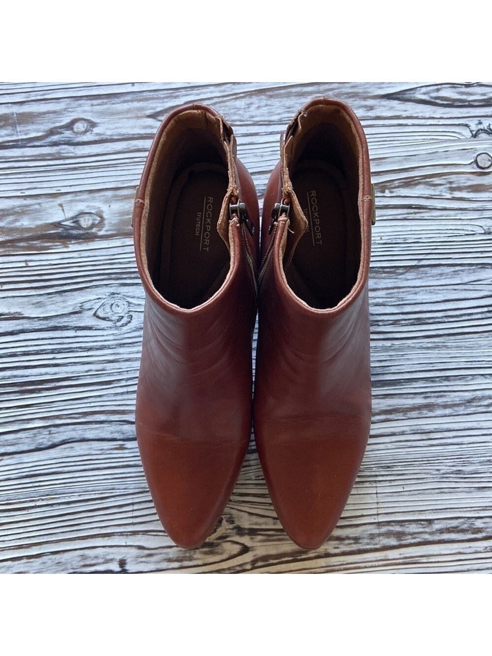Rockport- brown heeled ankle boots- ladies size 10 - Picture 4 of 10
